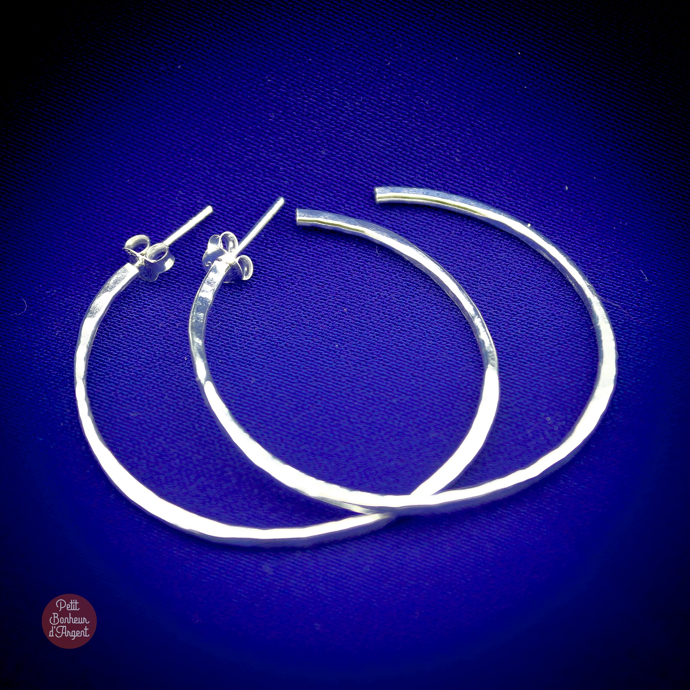 Créoles en Argent Martelé Brossé