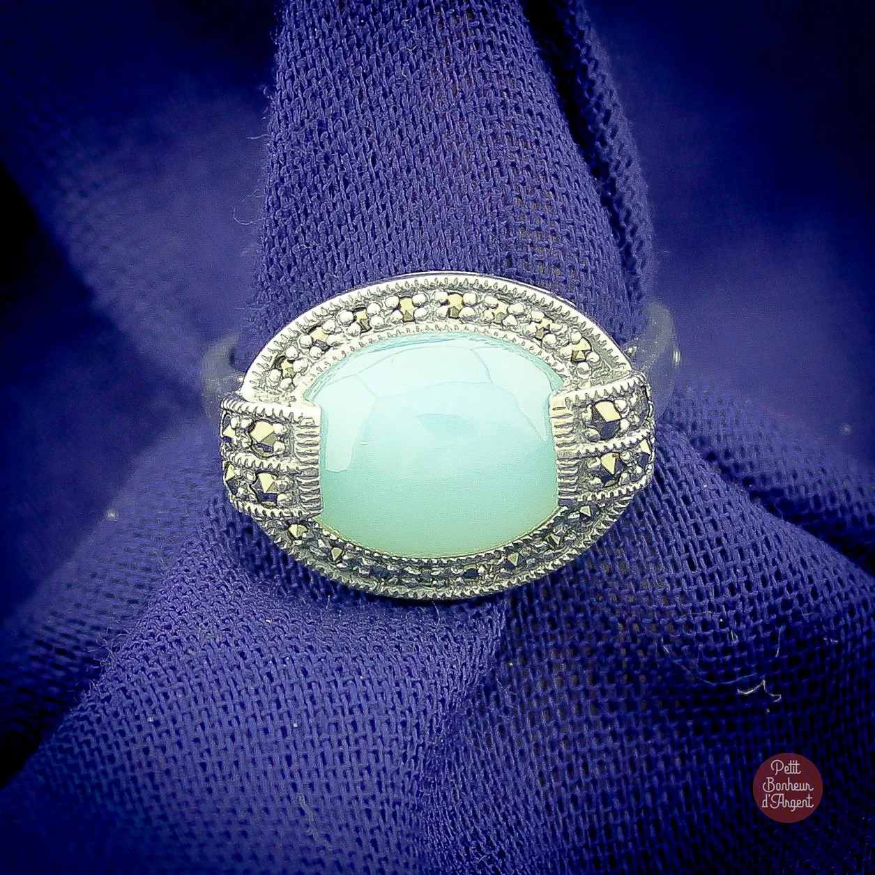 Bague Metrop Années 20 en Argent et Calcédoine