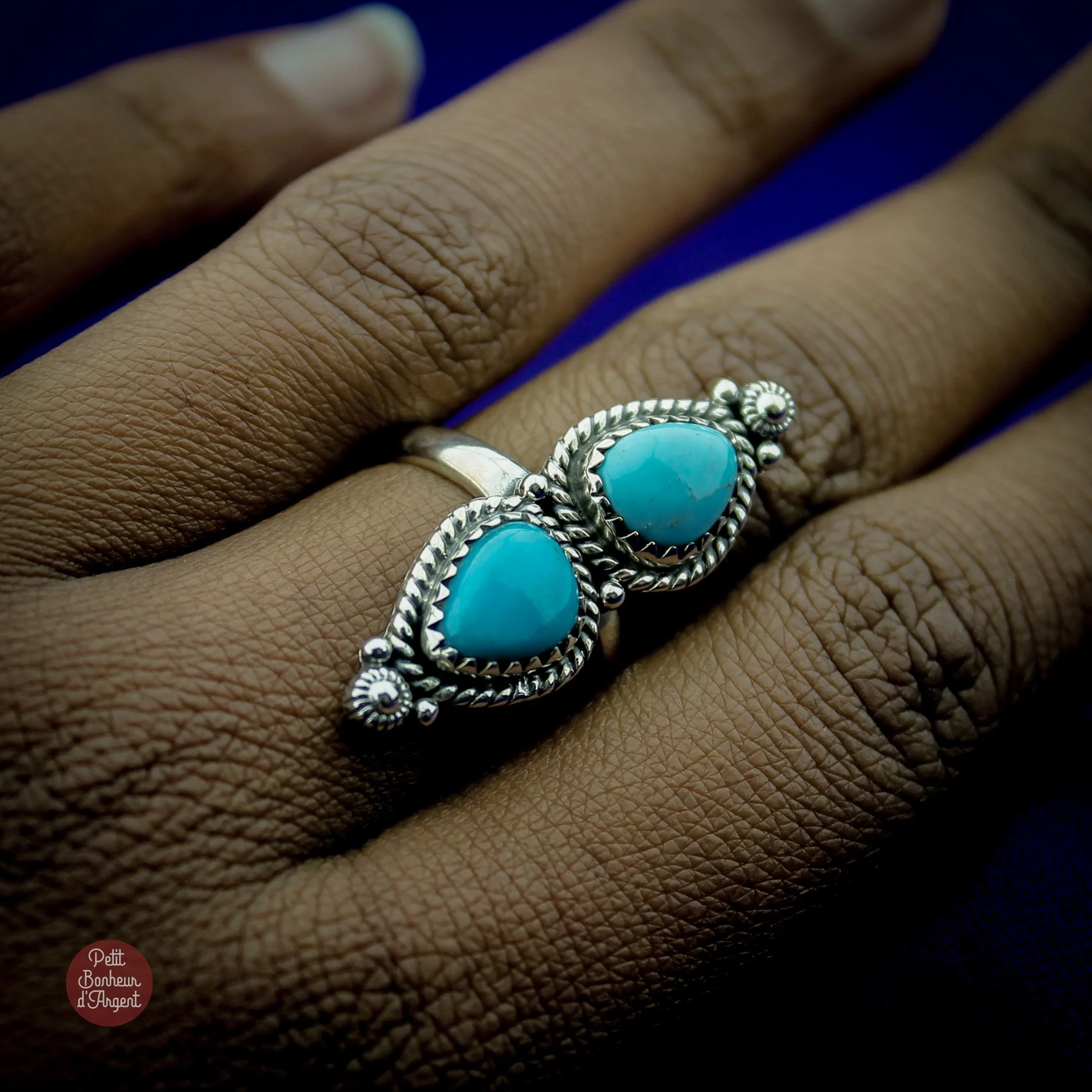 Bague Solstice Amérindienne en Argent et Turquoise