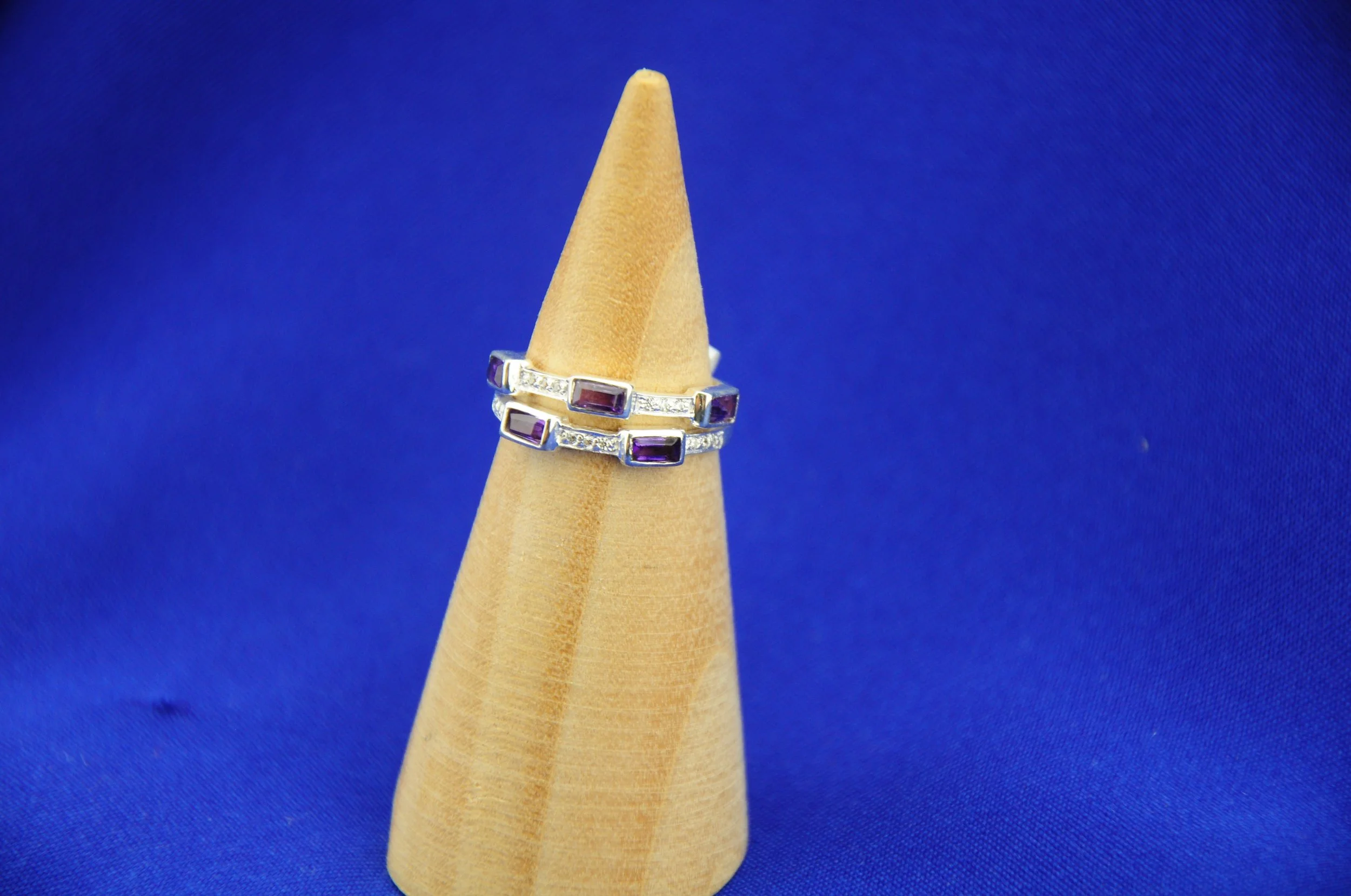 Bague Alliance Double Canyon Argent &  Améthystes