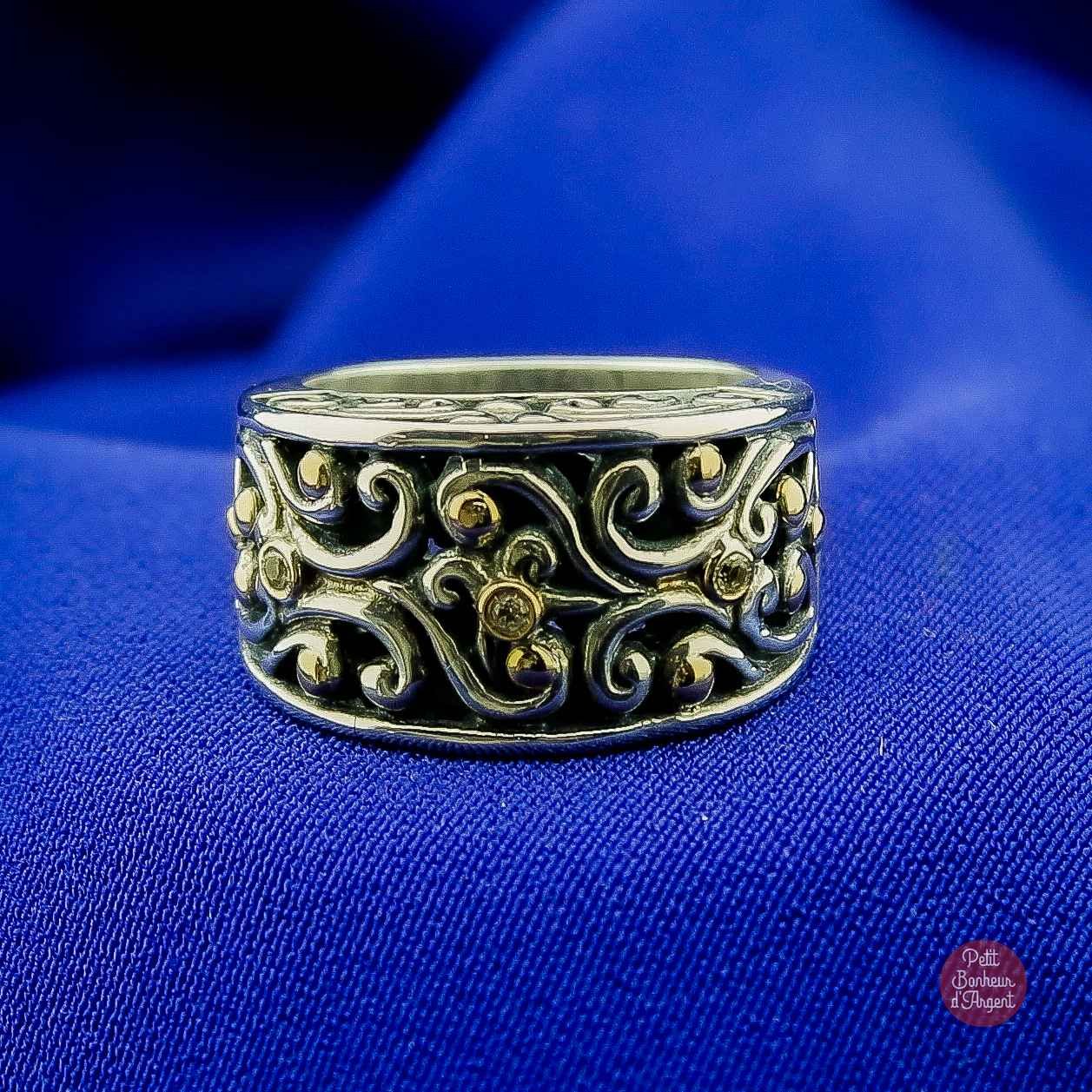 Bague Artisanale Bali en Argent et Or