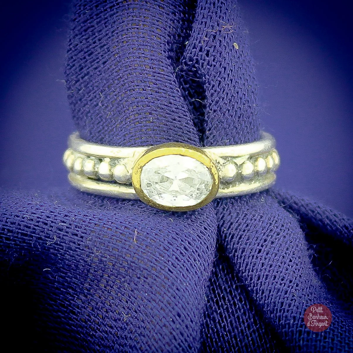 Bague Élégance en Argent et Laiton avec Oxyde Blanc