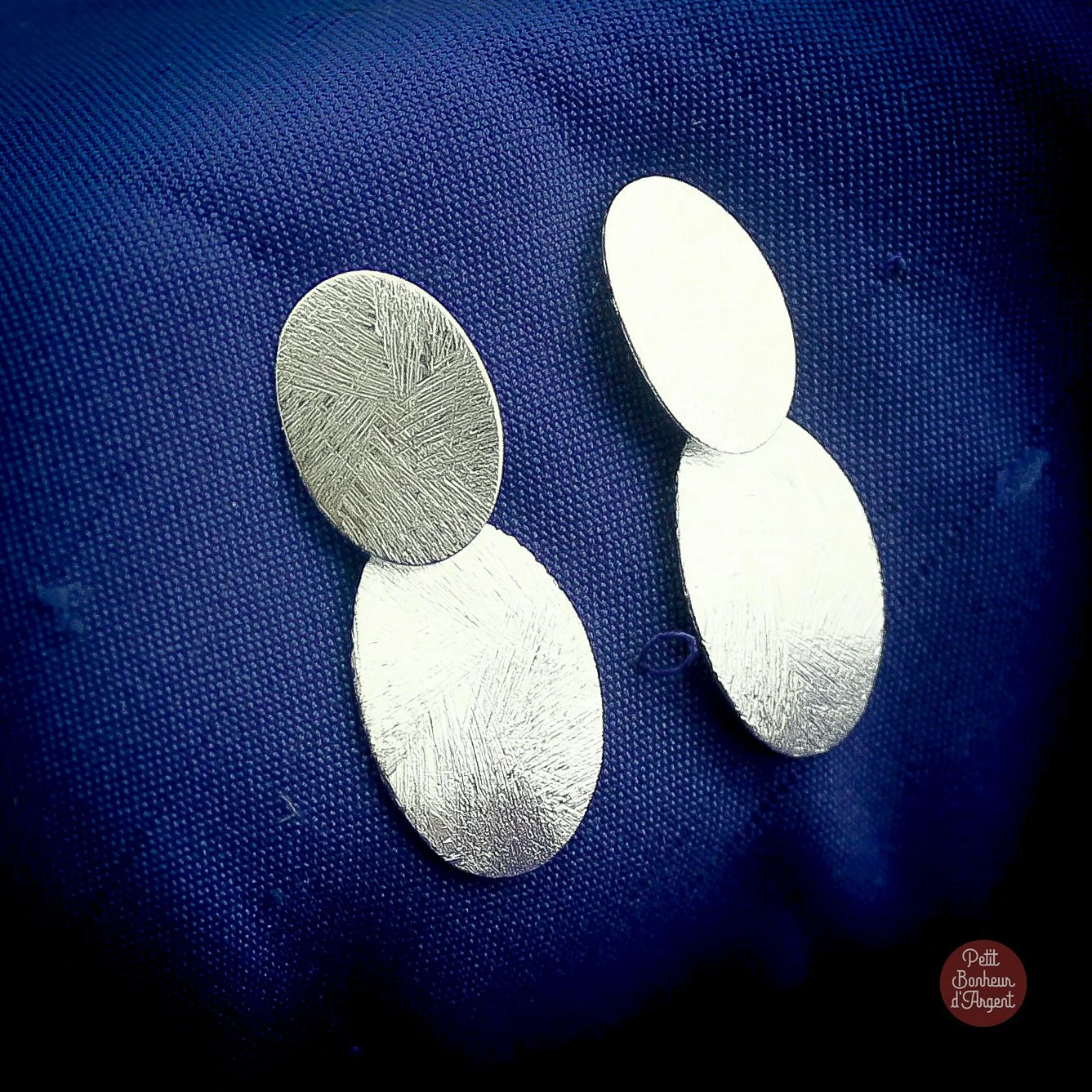 Boucles d'Oreilles Argent Brossé 2 ovales  -  39€  -  -  (Réf MIM092)
