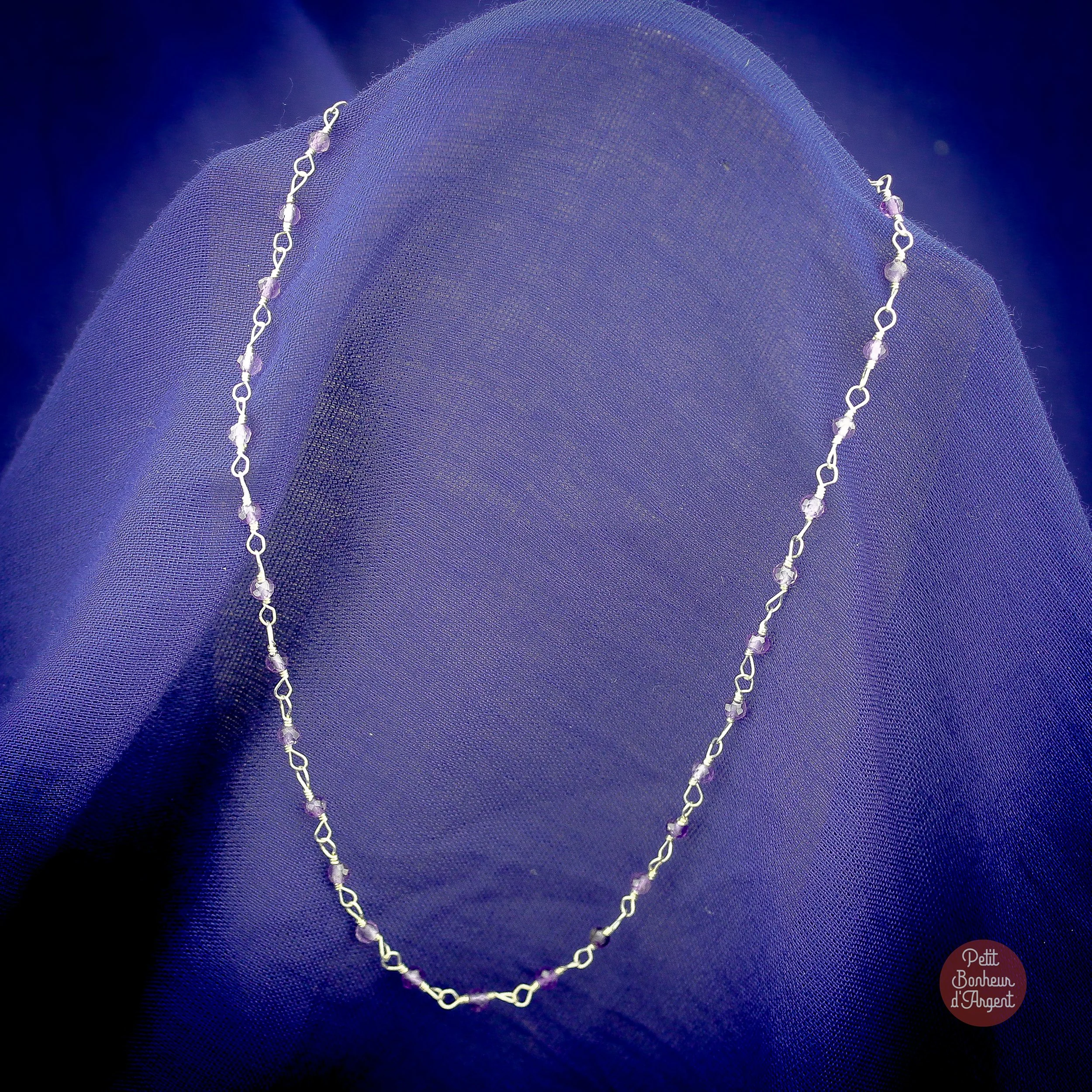 Collier Artisanal en Argent et perles d'Améthystes