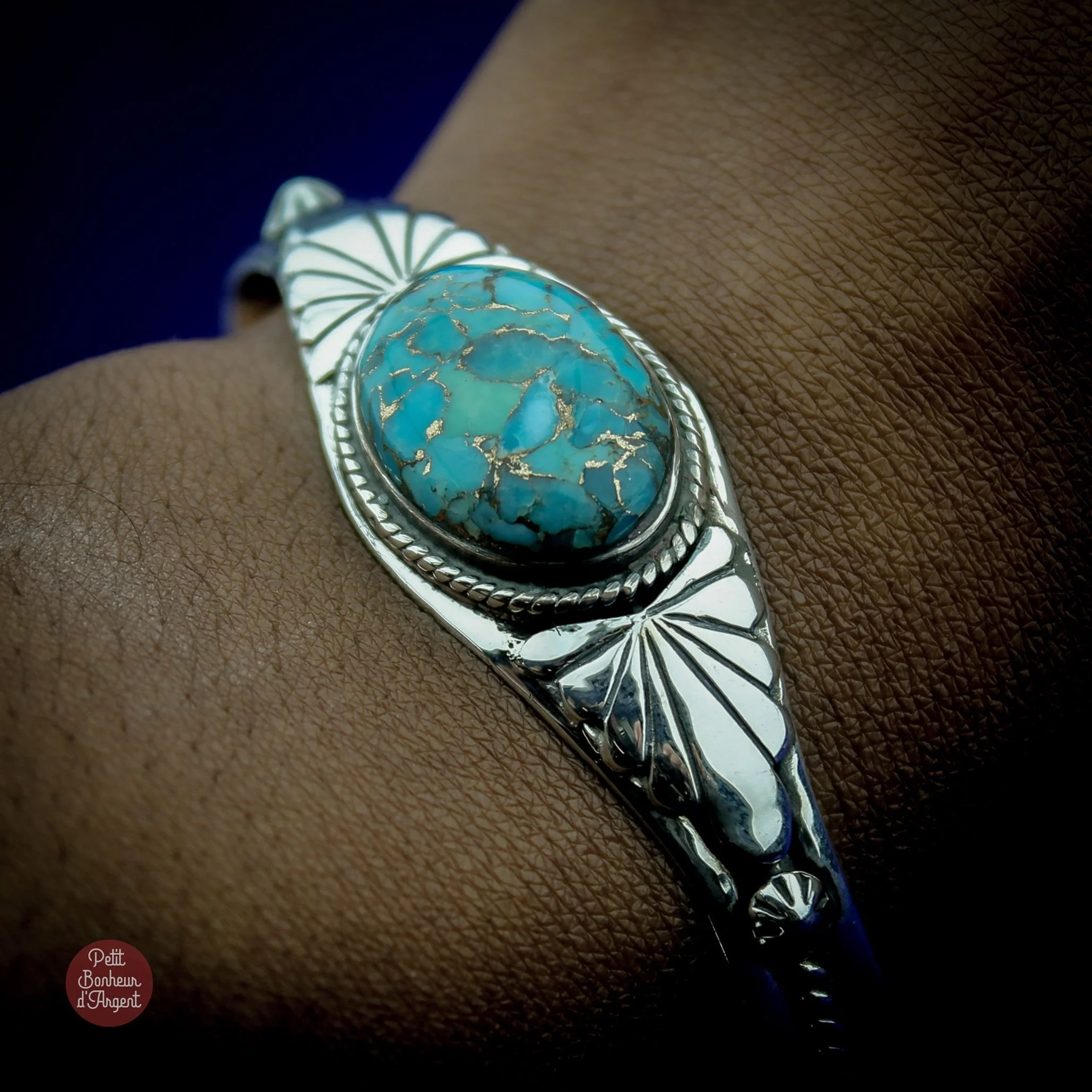 Jonc Amérindien Argent et Turquoise