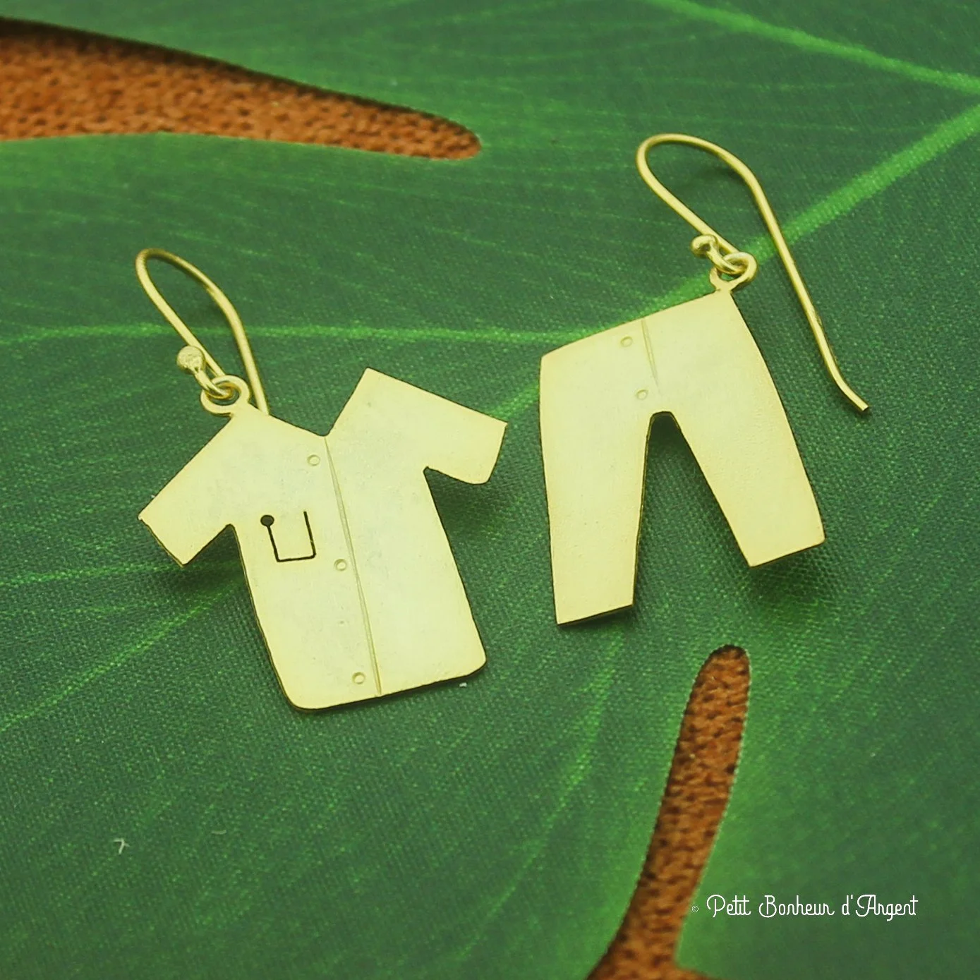 Boucles d'Oreilles d'Oreilles Plaqué Or Mat Pull & Short