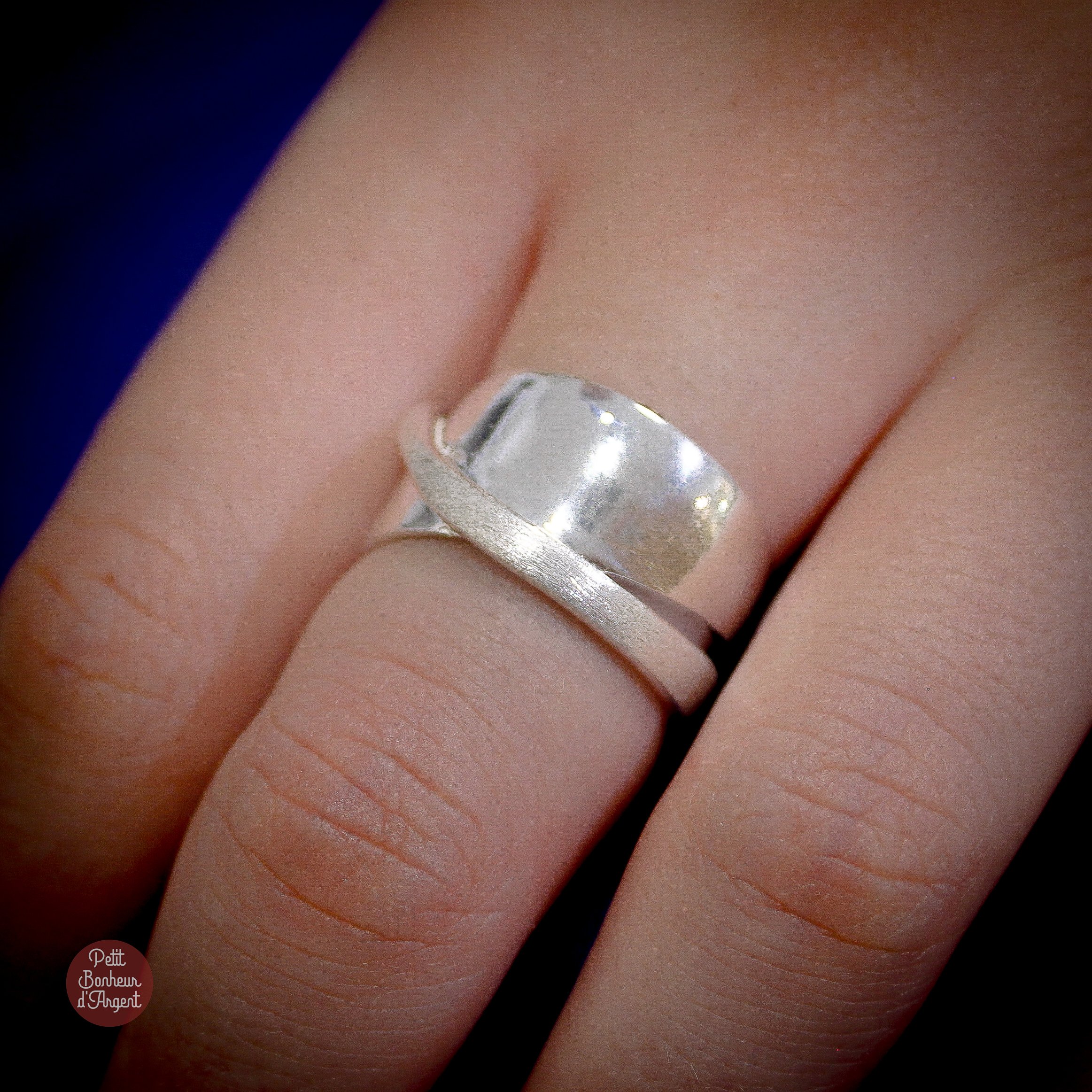 Bague "Élégance" en Argent Brossé et Poli