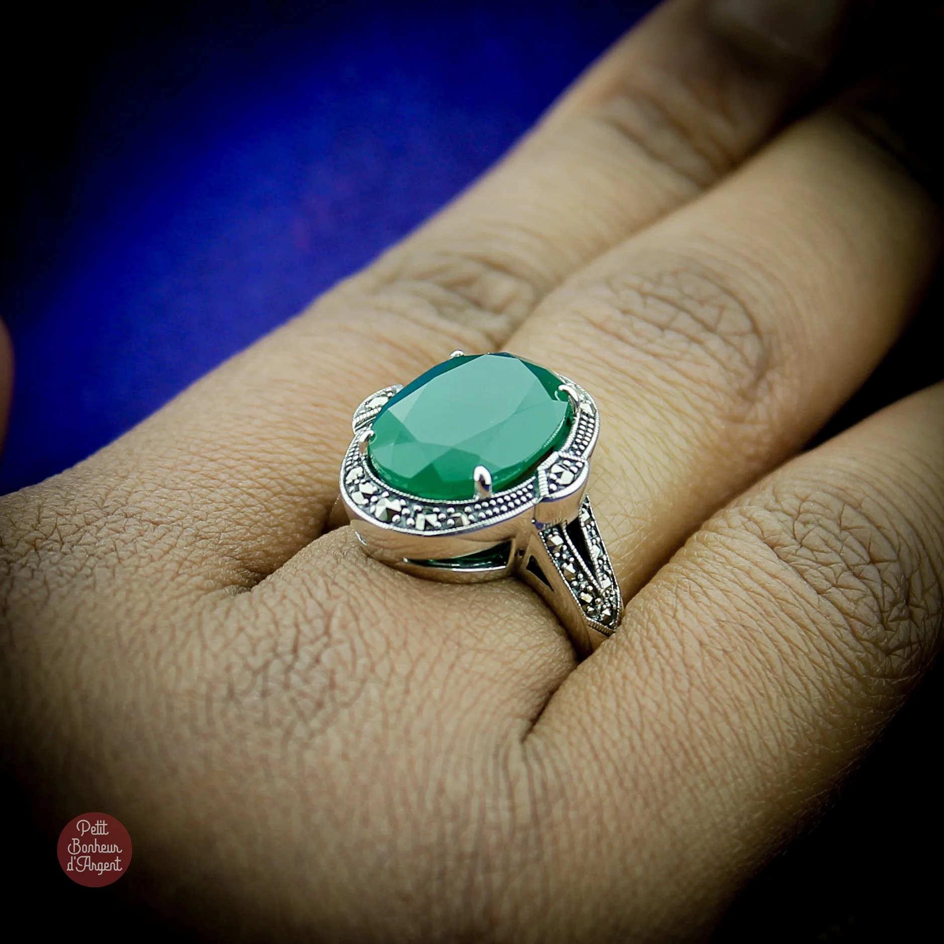 Bague Élégance Rétro en Agate Verte