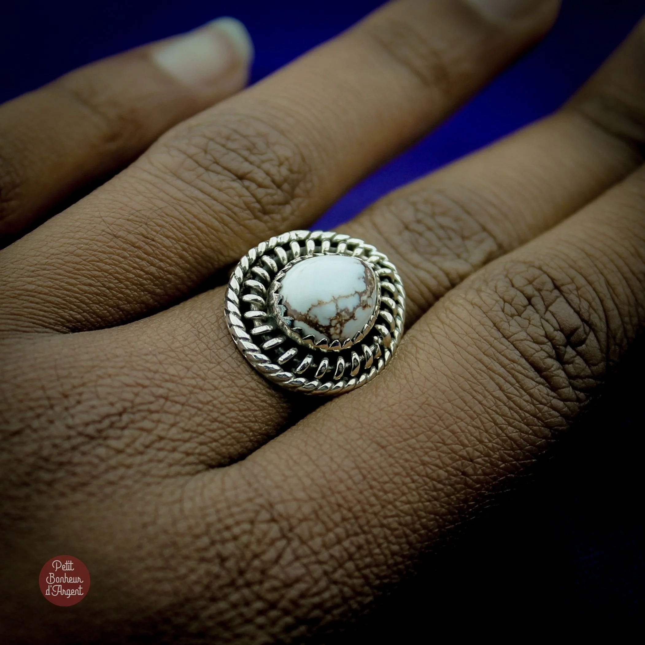 Bague Amérindienne Raw Mesa Argent et Wild Horse Magnésite