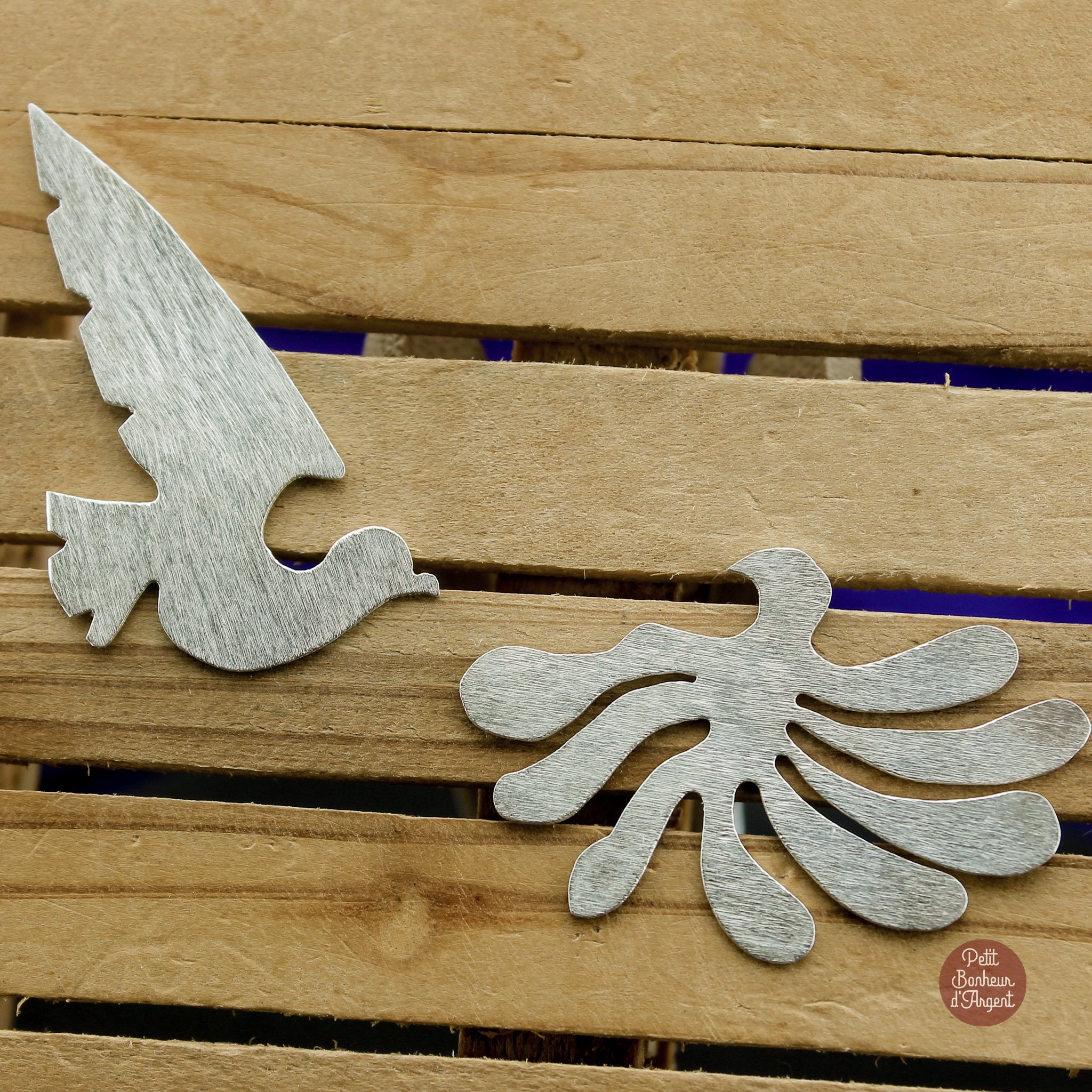 Puces d'Oreilles Dépareillées "Envol" en Argent Brossé