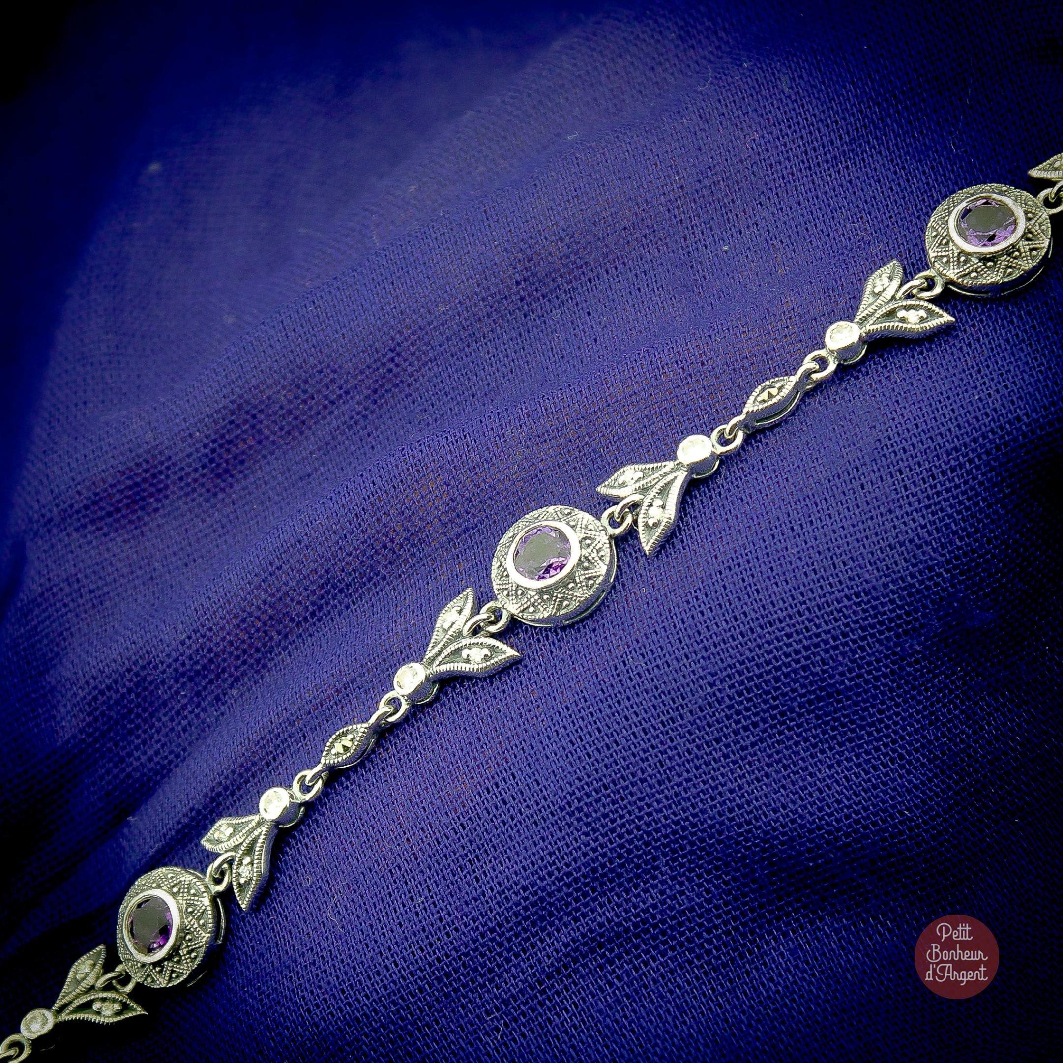 Bracelet Vintage Années 20 en Argent et Améthystes