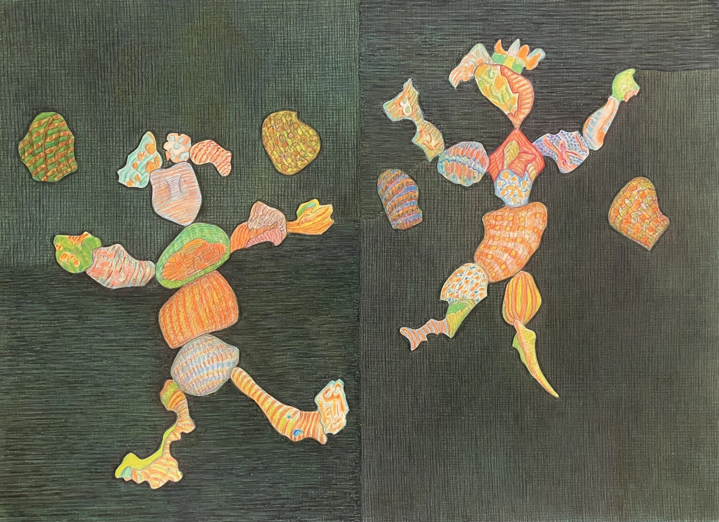 Colored Pencil Drawing 2025 “A slash of Blue——A sweep of Gray—-Some scarlet pitches on the way”. Emily Dickinson