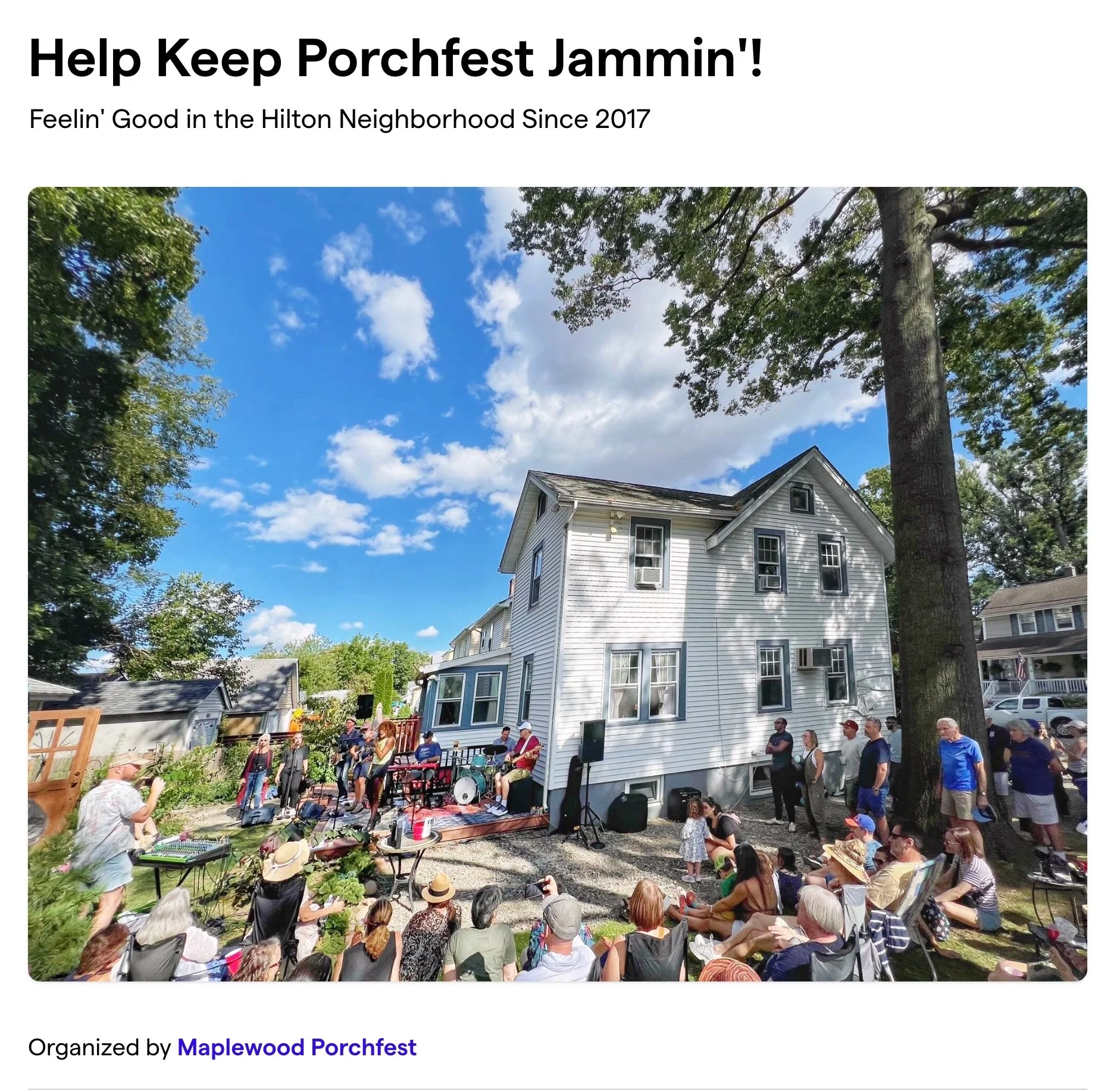 Nothing beats walking down the street and hearing live music drifting from every corner. 🎵 Maplewood Porchfest is celebrating its 9th year of bringing us all together!

We take pride in being a grassroots, volunteer-led, community-powered event. To 