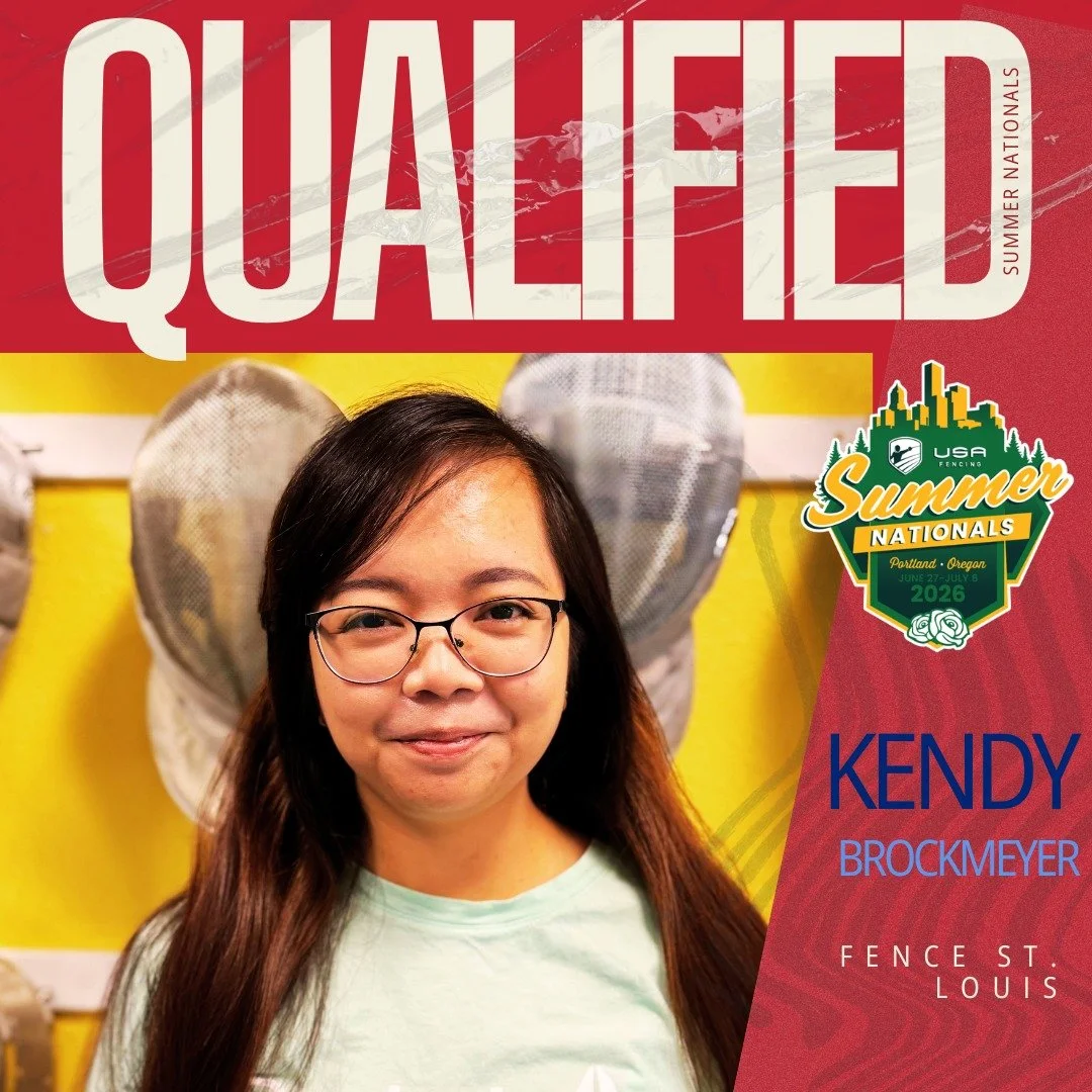 Our next athlete profile is Kendy! Kendy was first inspired to start fencing after watching the fierce women's saber fencers at Summer Nationals 2024 in Columbus, OH. She has attended multiple national events as support and cheerleader for her husban