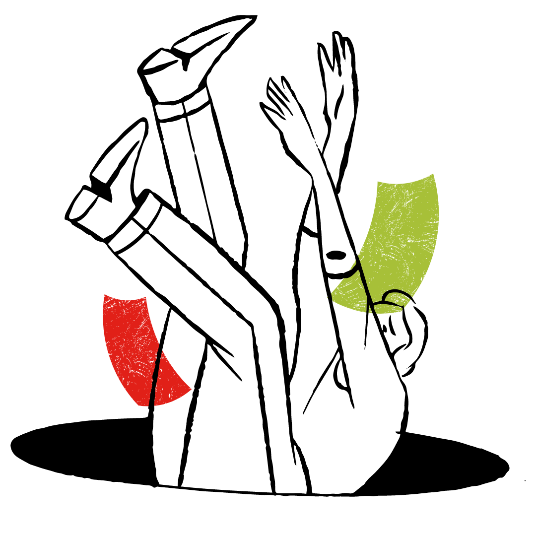 404 page not found - man falling in a hole