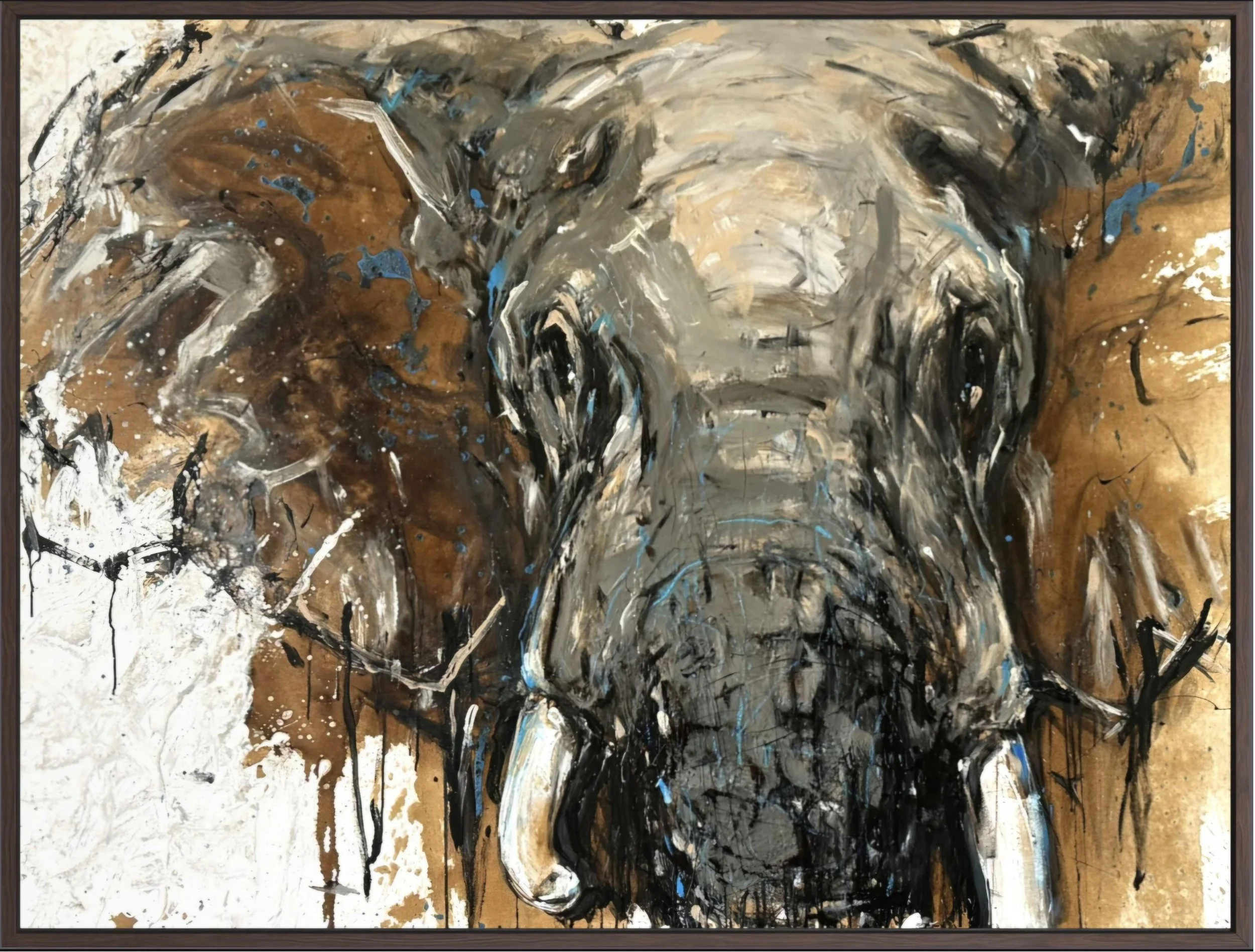 Elefant 169, 120 x 160 cm, Mixed Media auf Leinwand