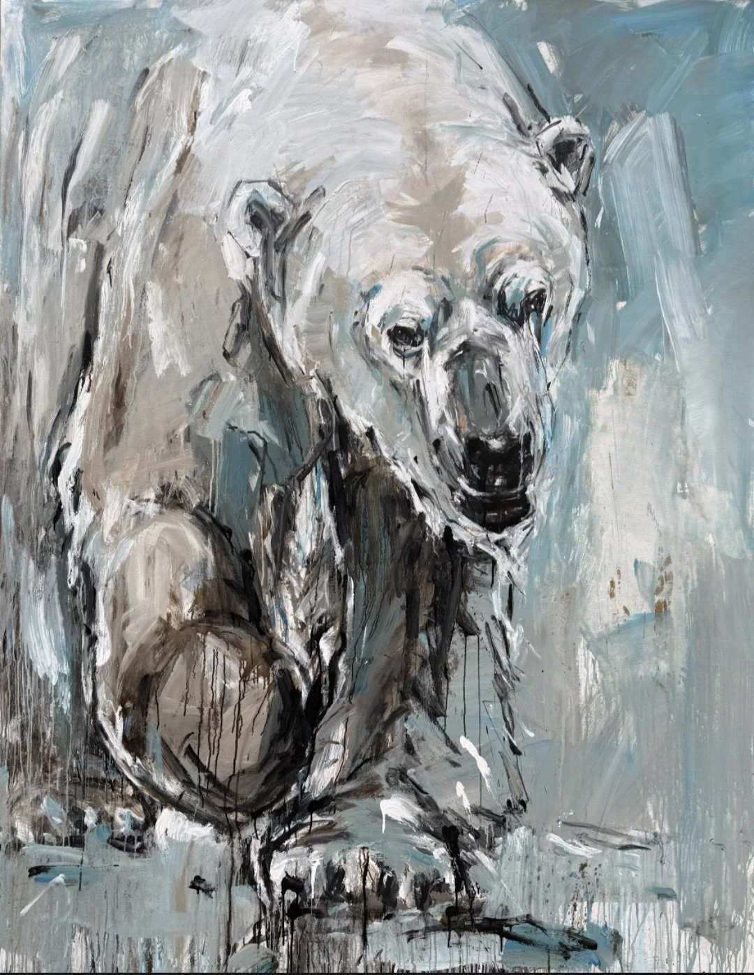 Polarbear 75, 220 x 170 cm, Mixed Media auf Leinwand