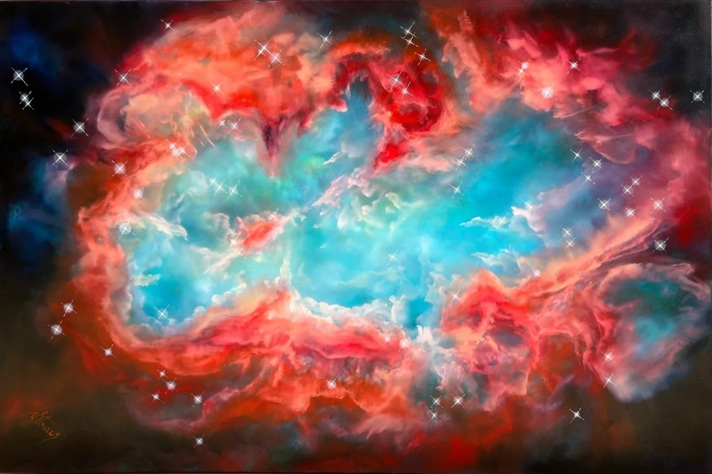 Nebula Red, Öl auf Leinwand, 150 x 100 cm, 2018, Unikat