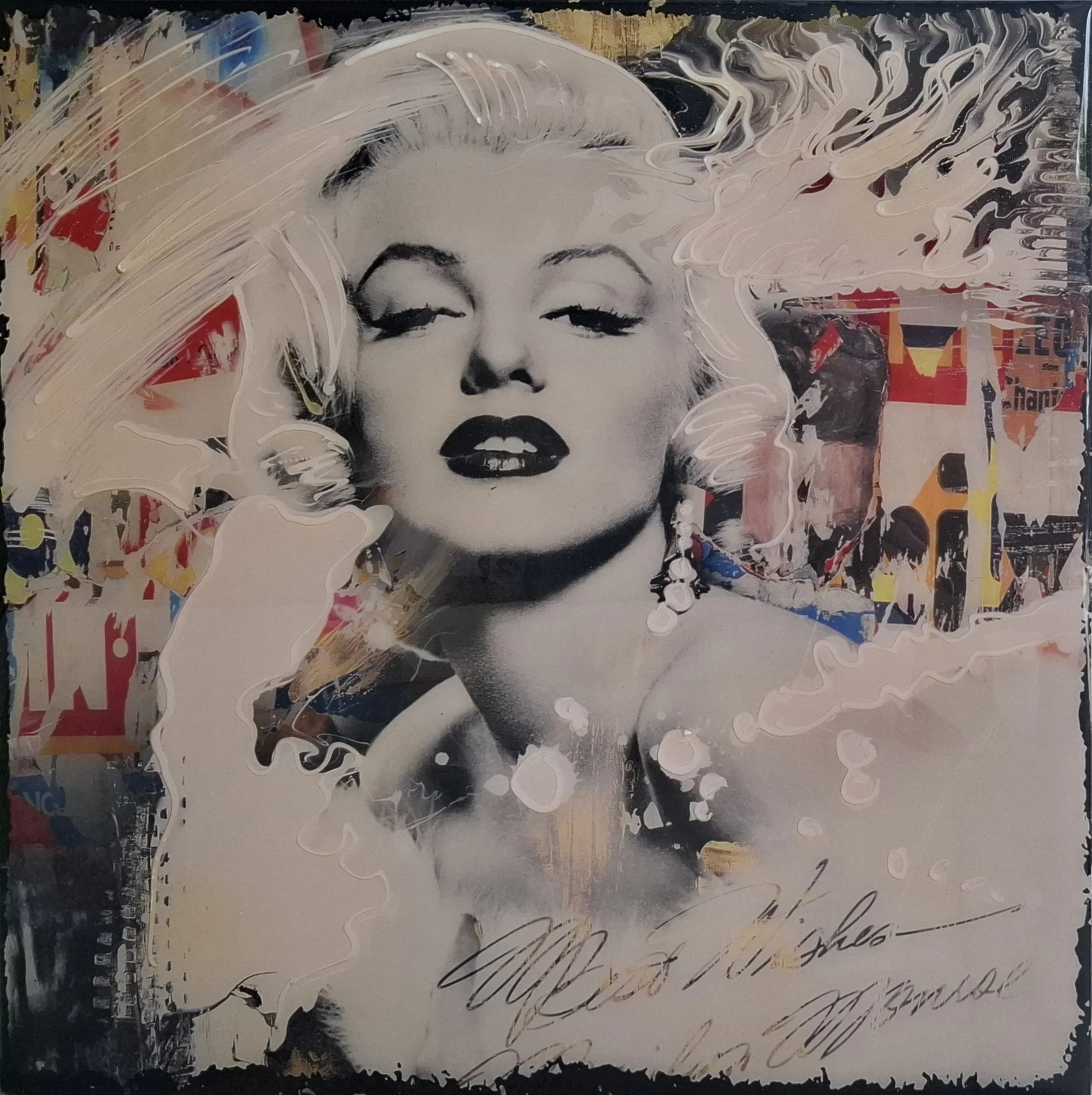 Lights on Marilyn II, Mixed Media mit Epoxidharz, 50 x 50 cm