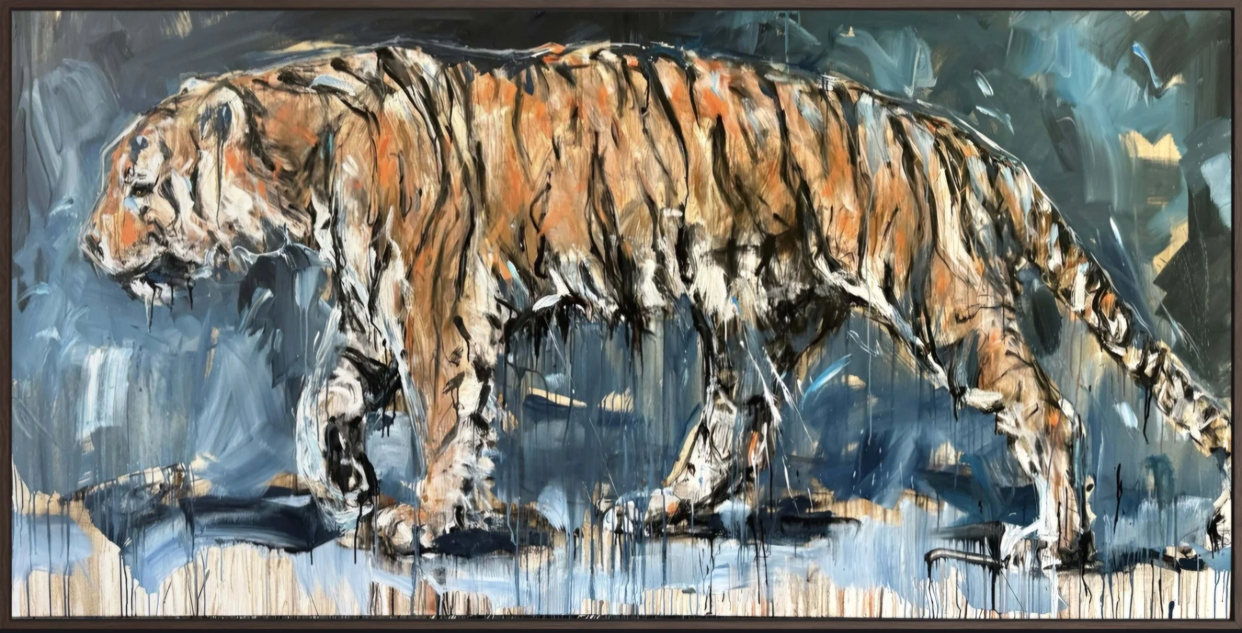 Tiger 44, 125 x 250 cm, Mixed Media auf Leinwand