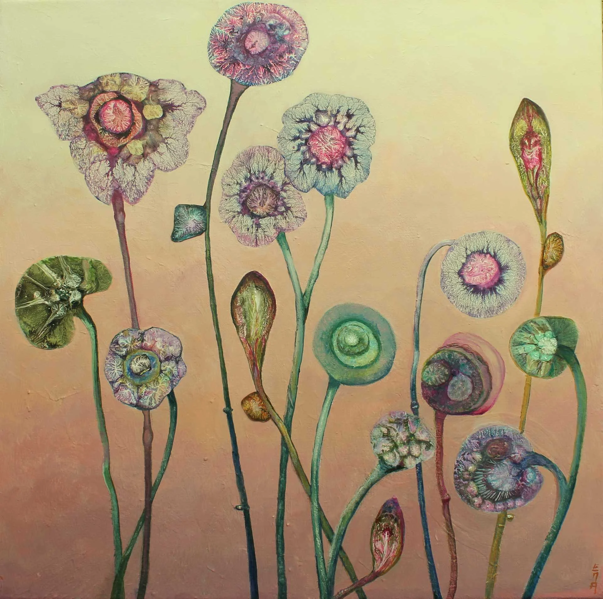 Blooming 8, Acryl & Mischtechnik auf Leinwand, 60 x 60 cm, Unikat