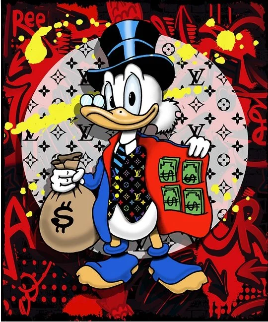 Mr Coins & Bills, Mixed Media mit Epoxidharz, 100 x 120 cm