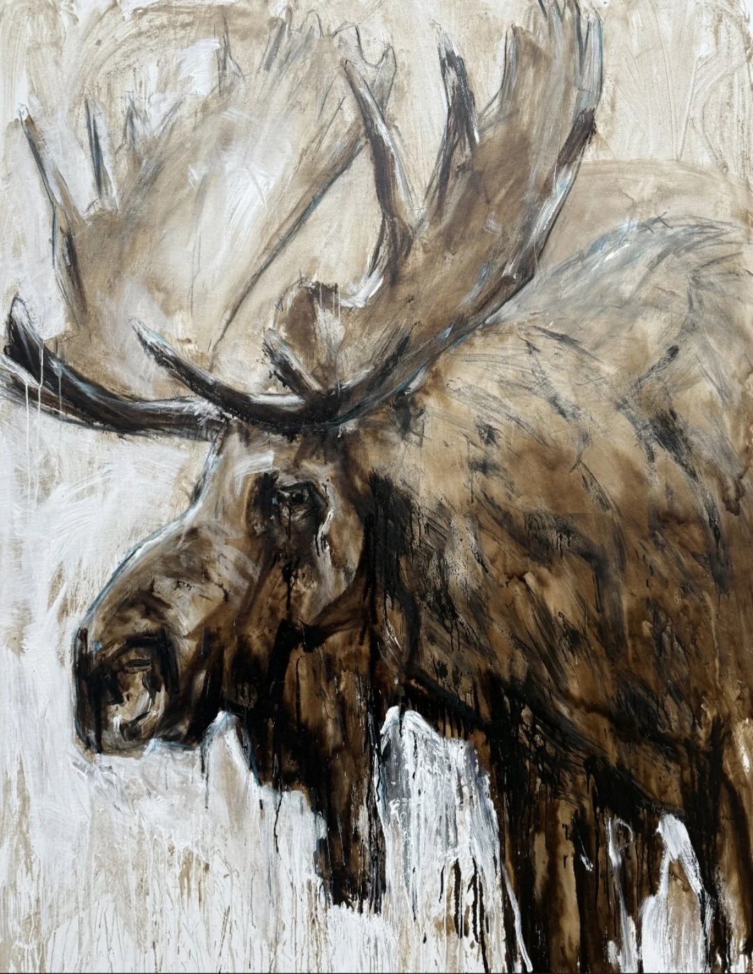 Moose 1, 220 x 170 cm, Mixed Media auf Leinwand