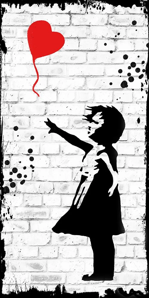Tribute to Mr. B - Balloon Girl, Mixed Media mit Epoxidharz, 120 x 60 cm
