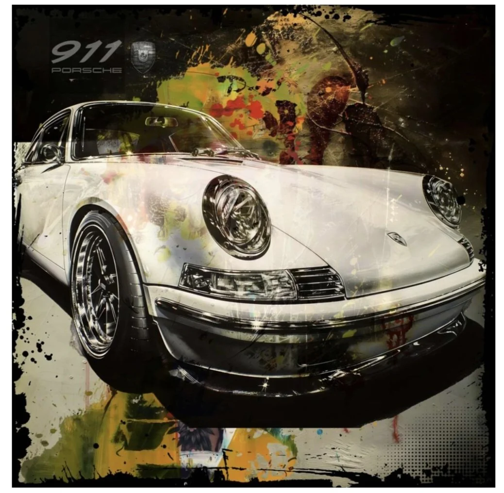 My dream 911, Mixed Media mit Epoxidharz, 100 x 100 cm
