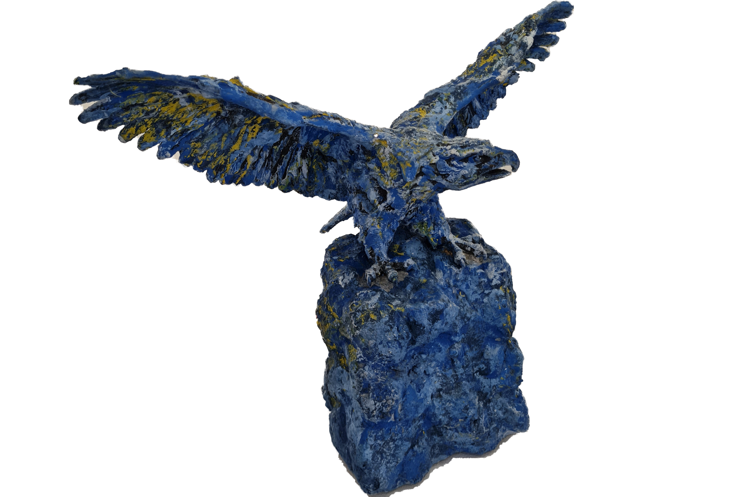 Europaadler klein, handübermalte Bronzeskulptur, 34 x 41 cm