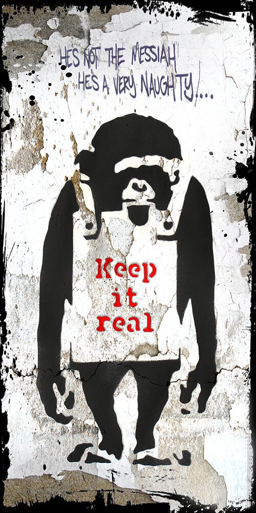 Tribute to Mr. B - Messiah Monkey, Mixed Media mit Epoxidharz, 120 x 60 cm