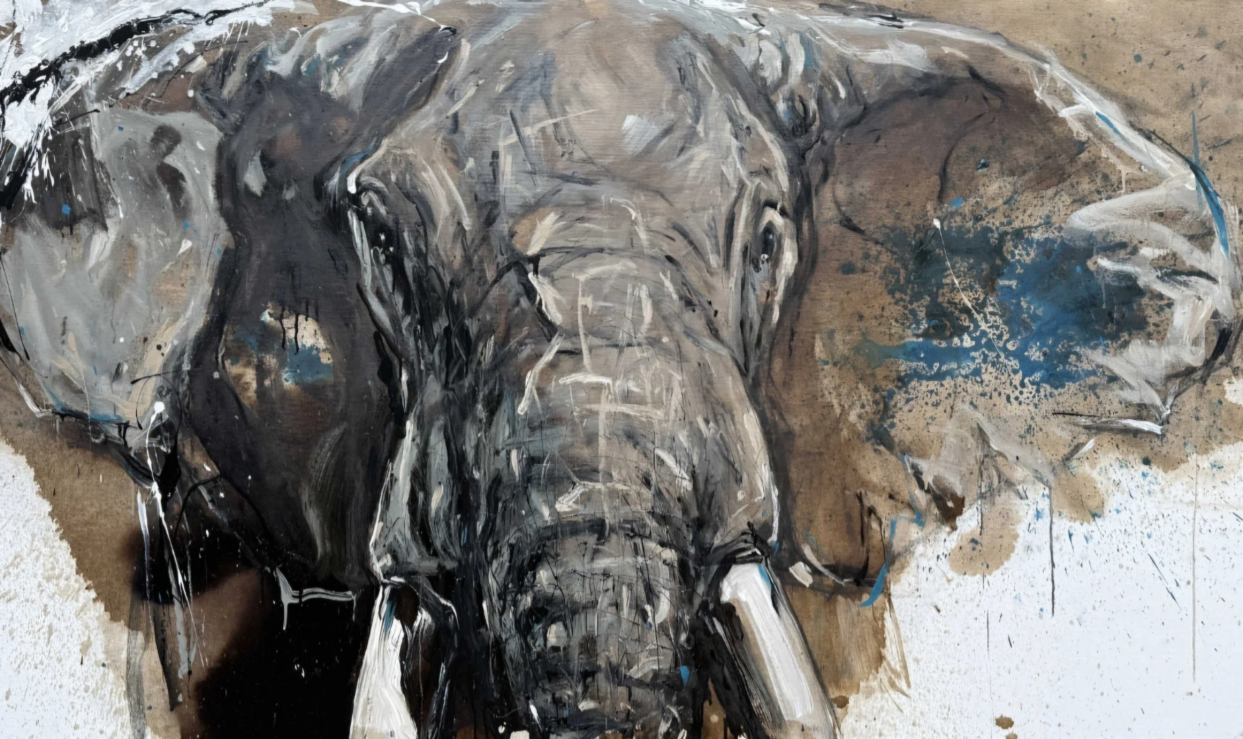 Elefant 162, 130 x 200 cm, Mixed Media auf Leinwand