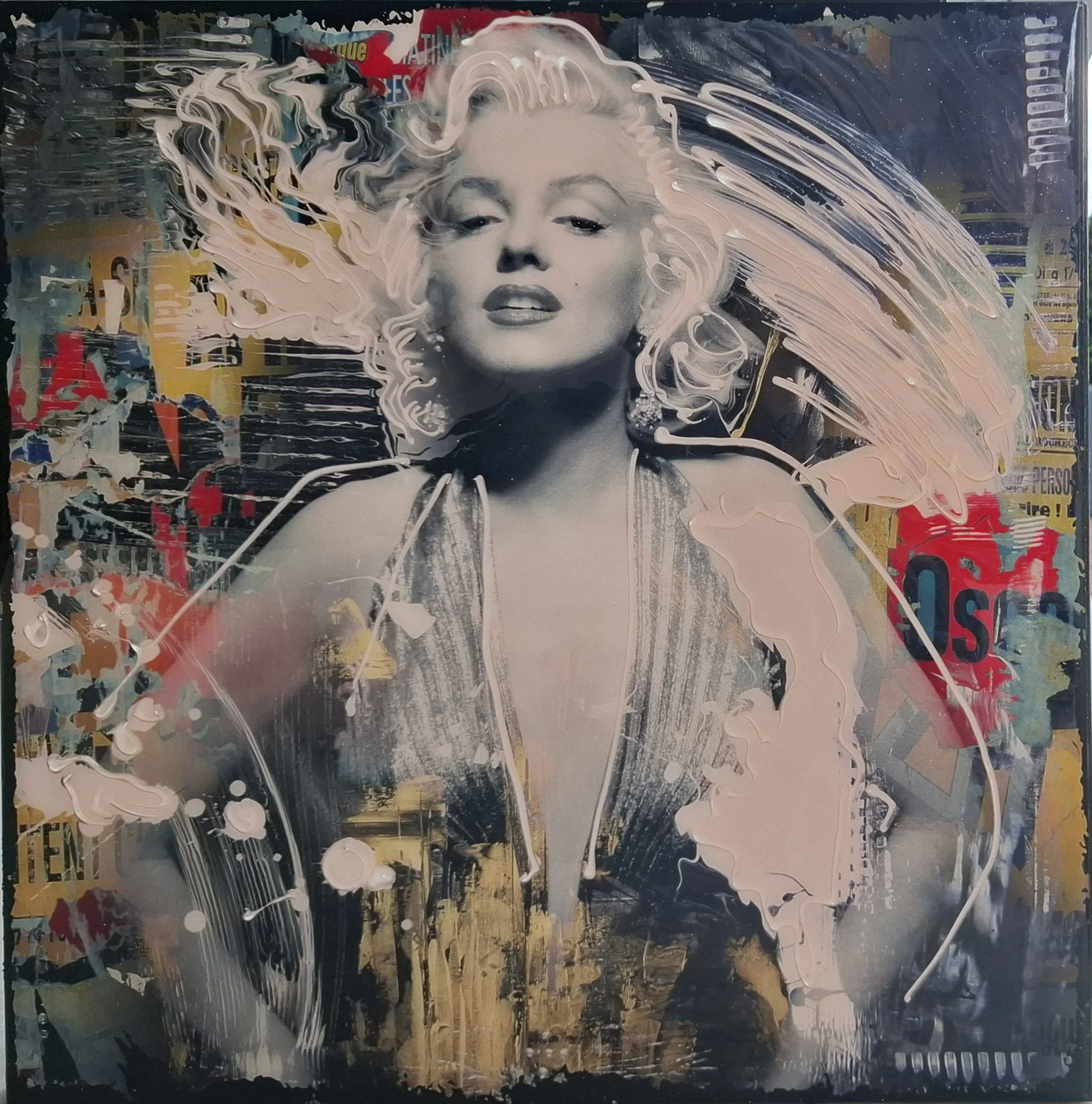 Lights on Marilyn I, Mixed Media mit Epoxidharz, 50 x 50 cm