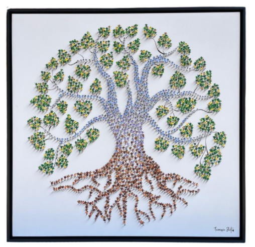 Lebensbaum, Mixed Media auf Leinwand, 120 x 120 cm, Unikat