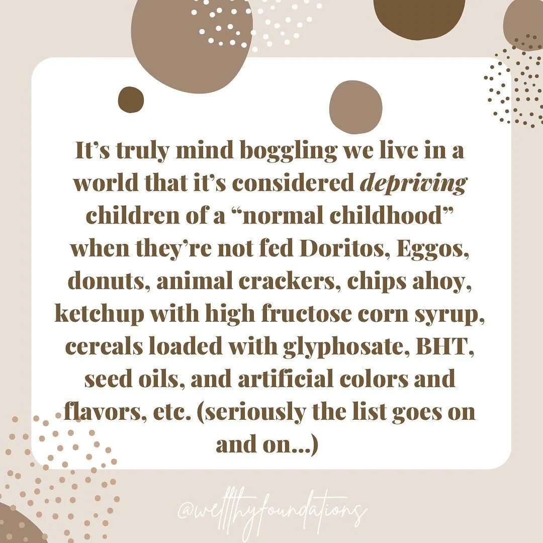 When choosing whole foods intentionally, you&rsquo;re empowering your children to have a healthier future. 

Sperm counts are down 60% in the last 30 years in all western countries. 
Ovaries don&rsquo;t function as they once did.

Soil health has dep