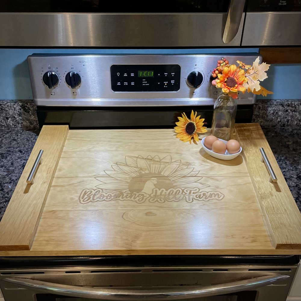 Engraved Stove Top Cover Noodle Board Wood Serving Board