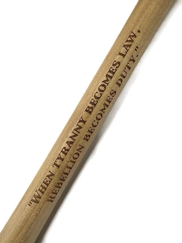 tyranny rebellion quote engraved on mini bat.jpg