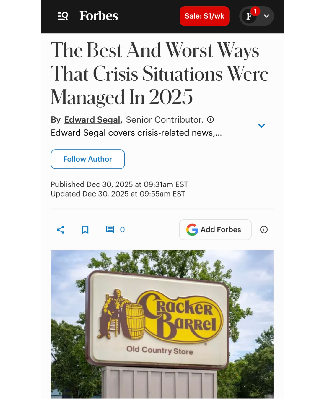 Story and Strategy Quoted in Forbes on AWS’s Crisis Communications Response