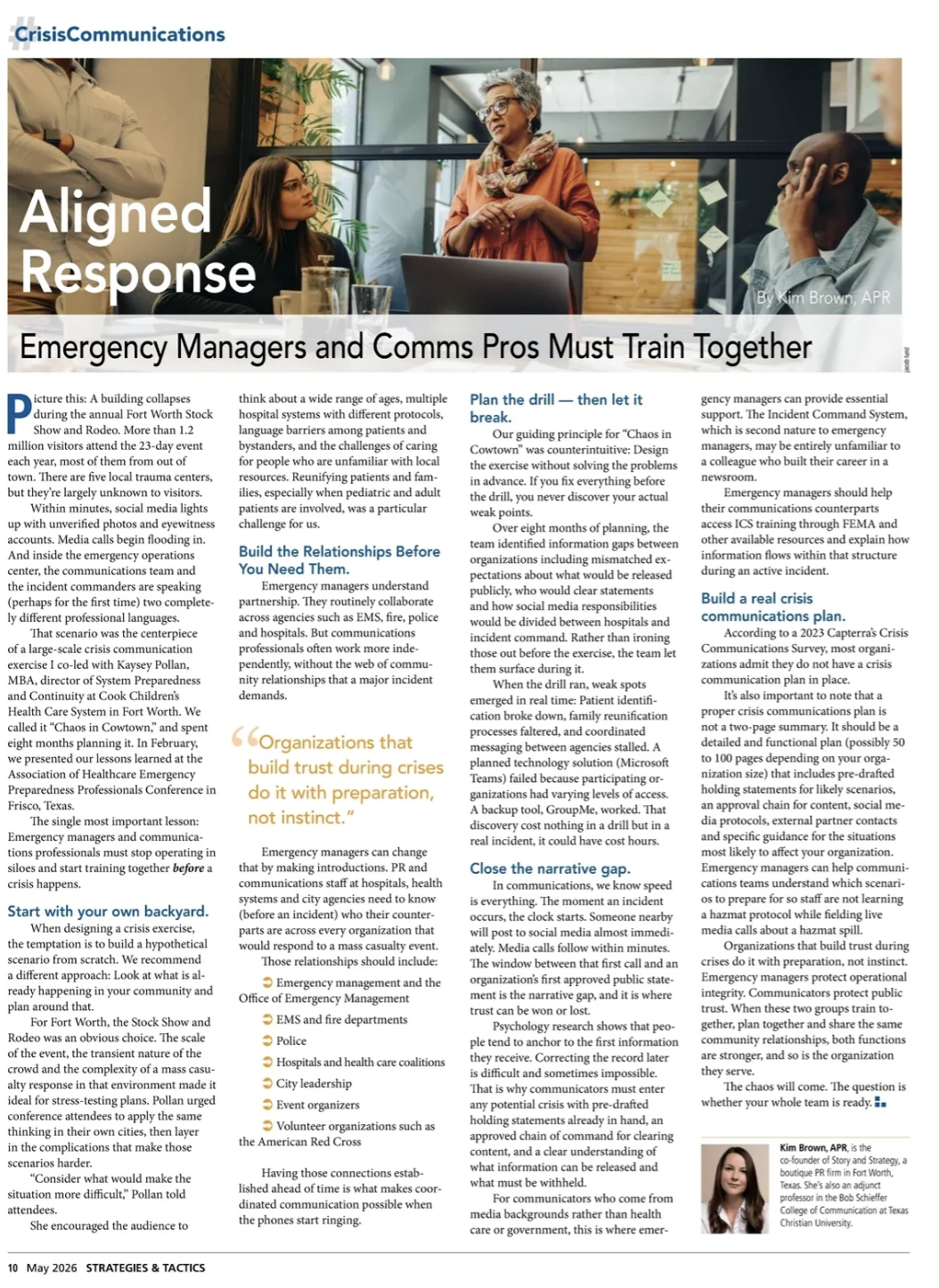 Strategies and Tactics Article: emergency managers and comms pros must train together