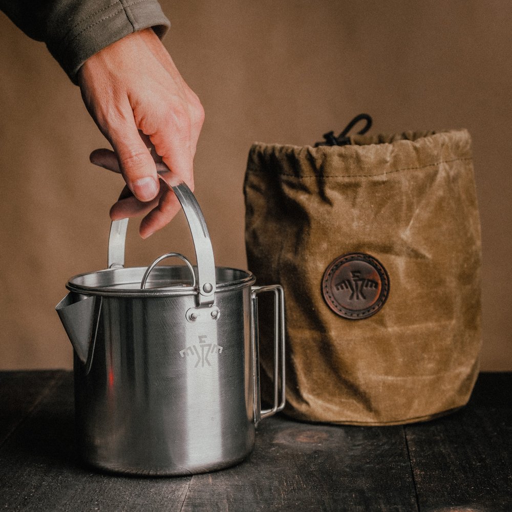 ThunderCrow™ Stainless Steel Camp Kettle w/ Waxed Canvas Dump Pouch — Creek  Stewart