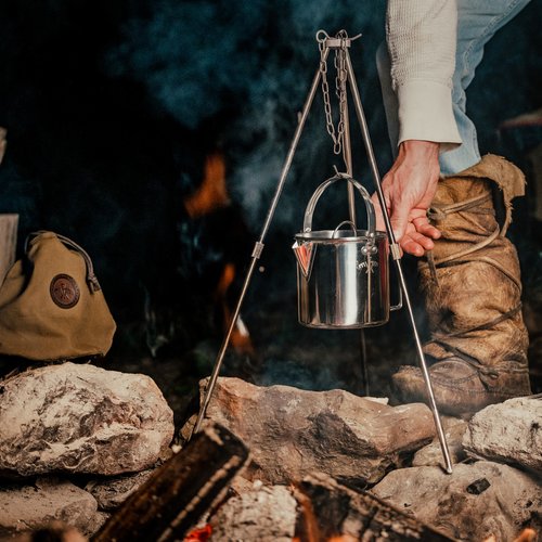 ThunderCrow™ Stainless Steel Camp Kettle w/ Waxed Canvas Dump Pouch — Creek  Stewart