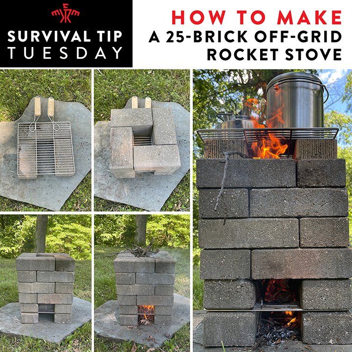 How to Make an Off-Grid Cooking Stove (ROCKET STOVE) From 25 Bricks