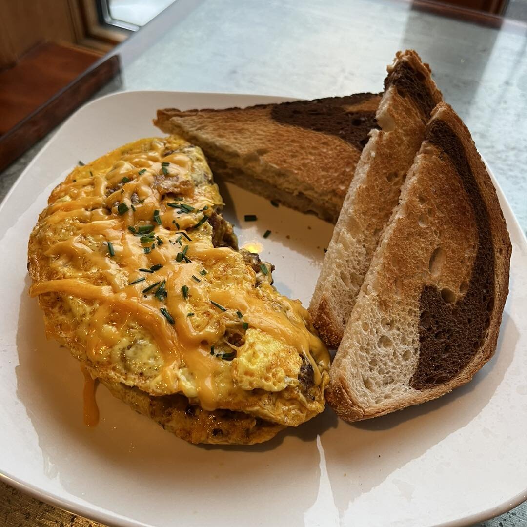Our breakfast special this weekend: 

Saturday &amp; Sunday 8am-12pm

Chorizo Omelette
A classic with a Log Cabin twist! 
Three egg omelette stuffed with chorizo, mixed peppers, 
jalapenos &amp; cheddar cheese.