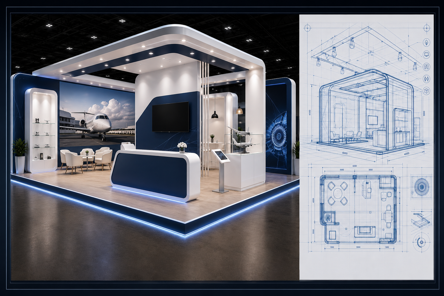 Event Strategy & Trade Show Booth Design: Booth Layout & Visitor Flow, Branded Graphics & Signage, Promotional Product Displays