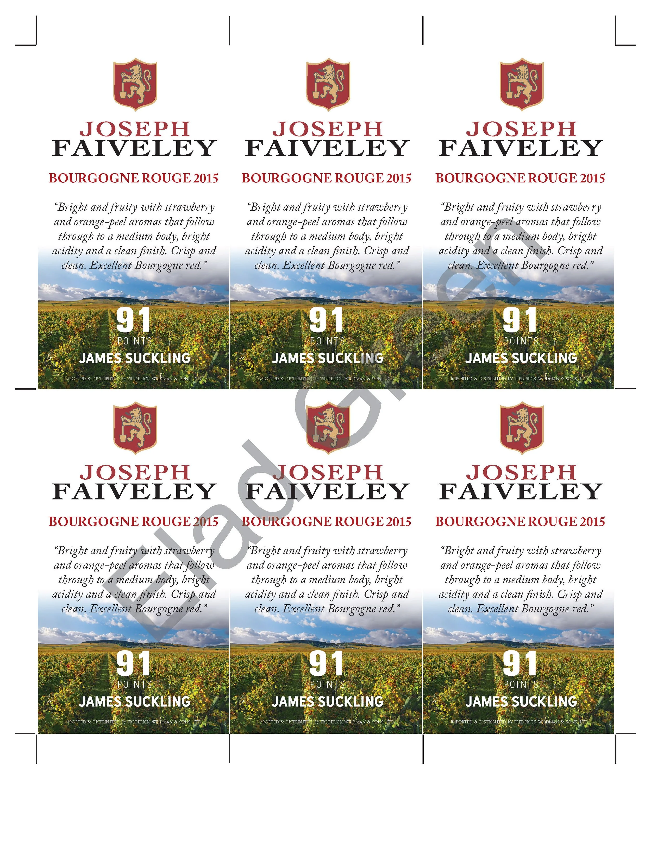 Domaine Faiveley Bourgogne Rouge 2015 - score retail shelftalker, 2016
