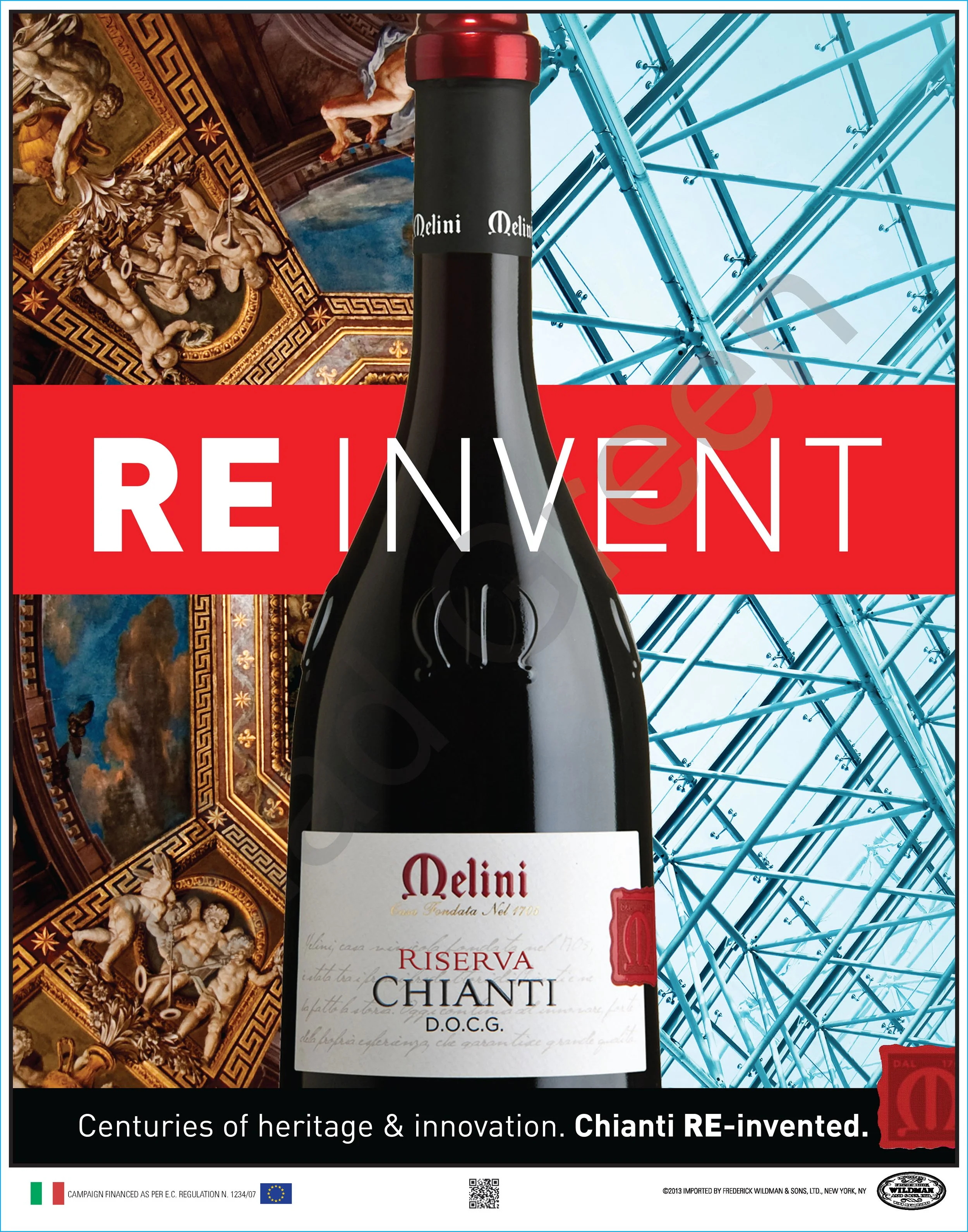 Melini Chianti "Re-Invent" 18"x24" 08/2018 Poster + Wine Spectator ad