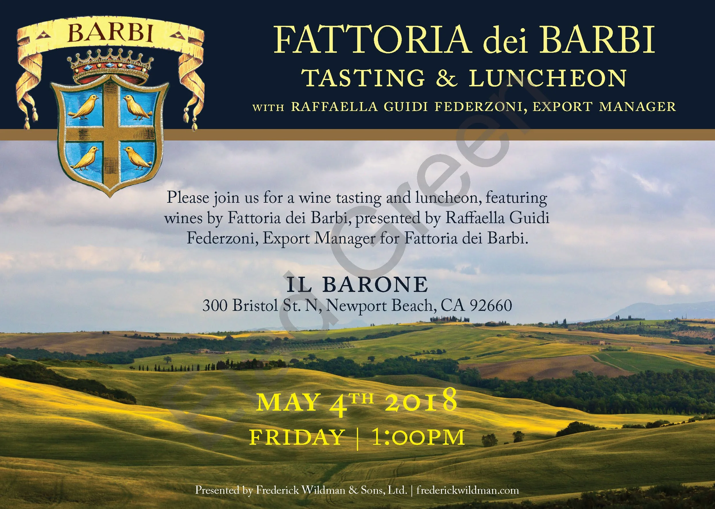 Fattoria dei Barbi "Tasting & Luncheon", CA, 05/2018