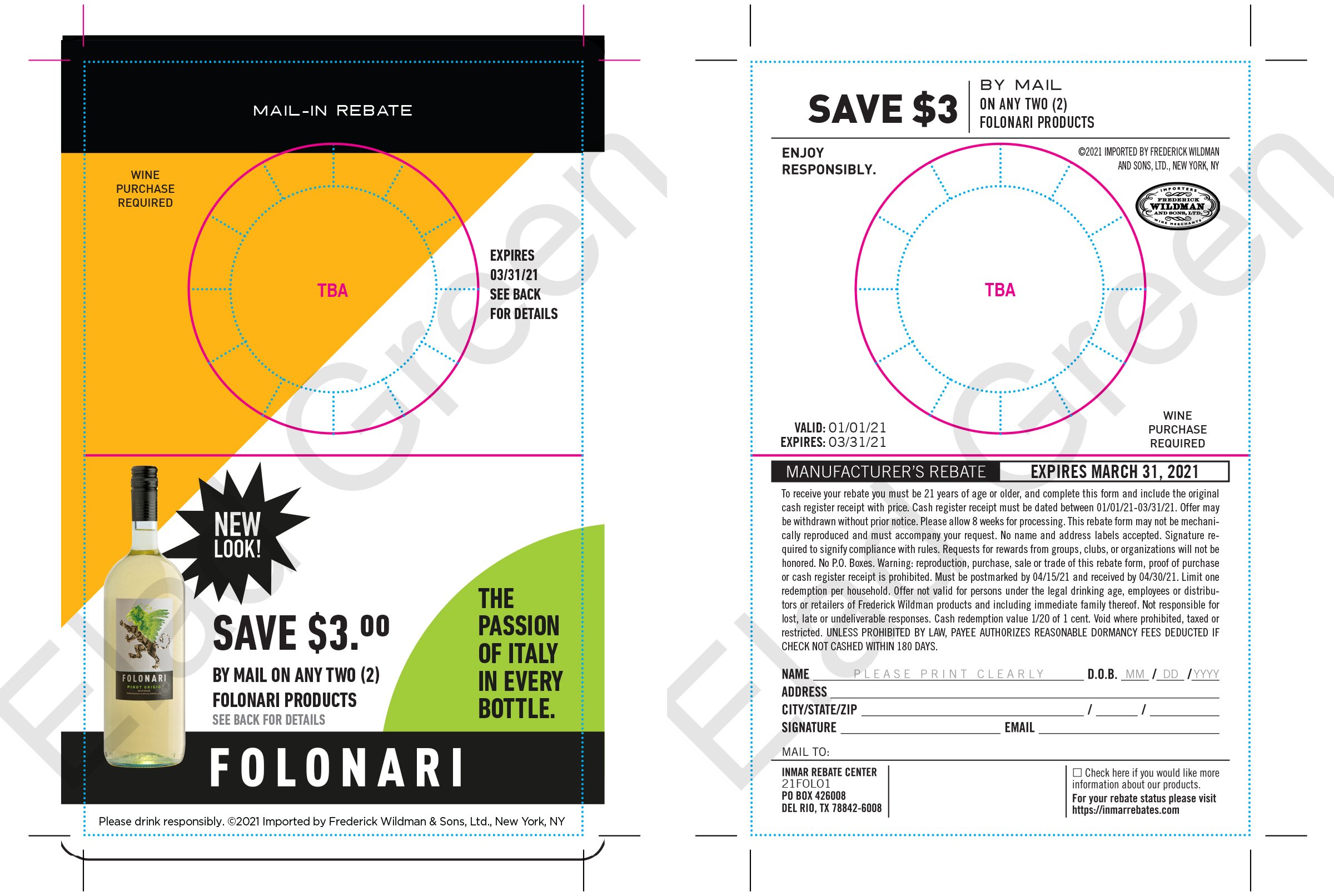 Folonari "Save $3" 1.5L bottle Mail-In Rebate bottle necker, 2021