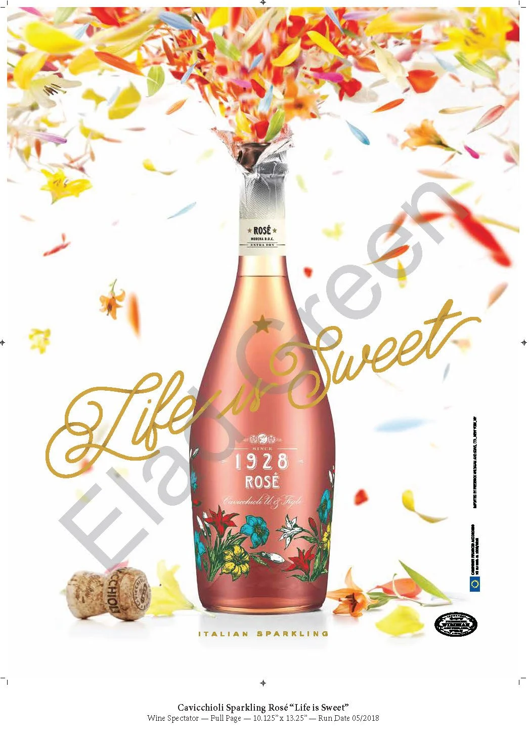 Cavicchioli 1928 Prosecco Rose "Life is Sweet" Wine Spectator, 05/2018 ad