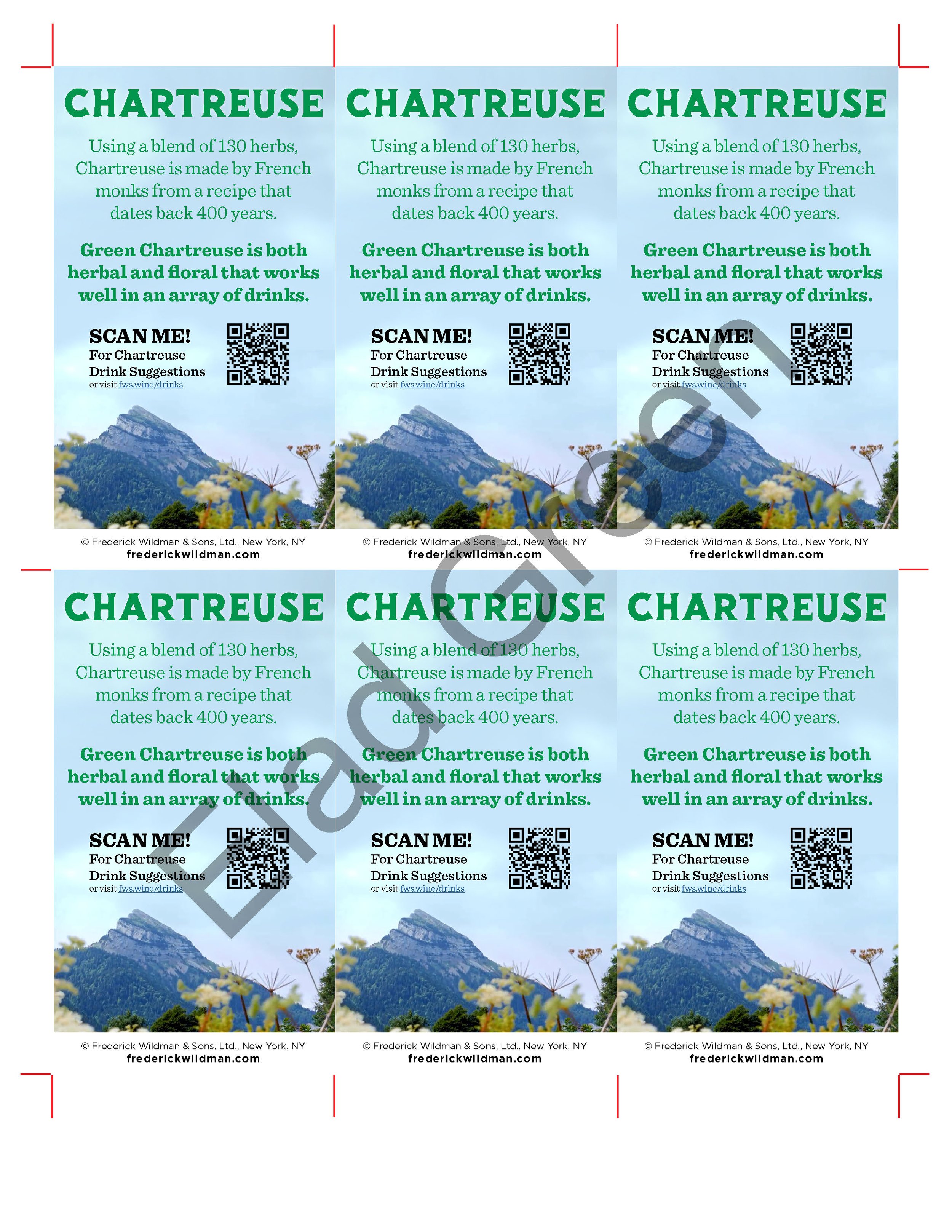 Chartreuse "General History & Tasting Notes" retail shelftalker, 2019